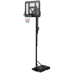 Soozier Portable Basketball Hoop, 7.7-10' Height Adjustable Basketball Goal with 43" Shatterproof Backboard, Wheels, and Fillable Base for Teenag