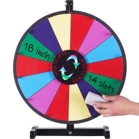 VEVOR 18 inch Spinning Prize Wheel, 14 Slots Tabletop Spinner, Heavy Duty Roulette Wheel with a Dry Erase and 2 Markers
