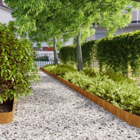Lawn Edgings 10 pcs 5.9"x40.6" Flexible Corten steel