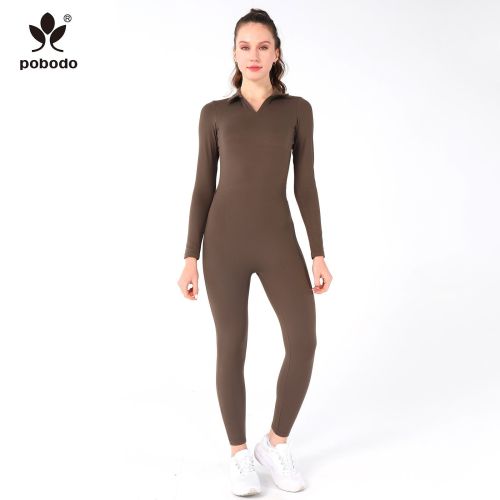 Polo Collar Long Jumpsuit