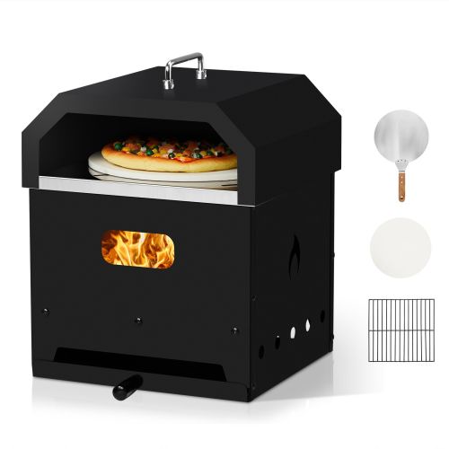 Black, Square Pizza Oven With Handle, Iron Charcoal Oven Black, Square Pizza Oven With Handle, Iron Charcoal Oven