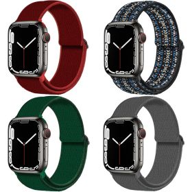 Compatible with watch Bands, Stretchy Nylon Solo Loop Bands for Apple Watch (Color: 4PCS#3, size: 42/44/45/49)