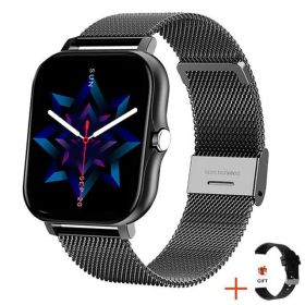 Y13 Smart Watch Pedometer Heart Rate Monitoring Bluetooth Call (Color: Black mesh plus silicone)