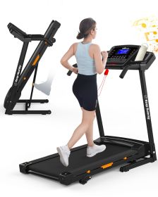 FYC Folding Treadmill for Home Office Use Walking Jogging Running Machine Incline Treadmill 330LBS Weight Capacity Foldable Compact Treadmill wit (Color: Orange)