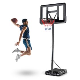 Portable Basketball Hoop Outdoor, 4.25FT-10FT Height Adjustable Basketball Goal, Shatterproof Backboard, Built-in Wheels, Basketball Stand (Color: as Pic)
